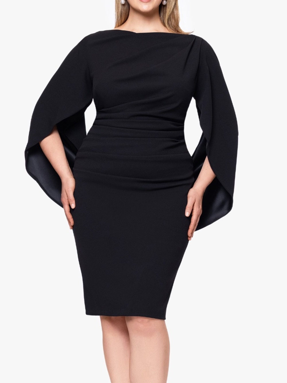 Betsy & Adam - Draped Open Back Cocktail Dress